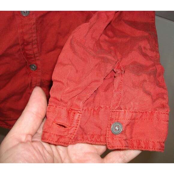New Prana Womens NWT S Updrift Top Button Pockets LS Patina Red Rust Tencel Logo - Picture 5 of 12